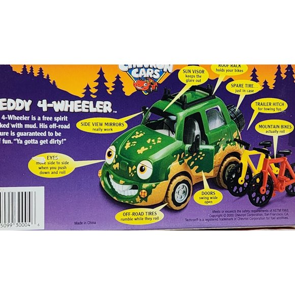 Vintage Chevron Cars Green Toy Car - Working Side View Mirrors, Moving Eyes Gift - Picture 10 of 15